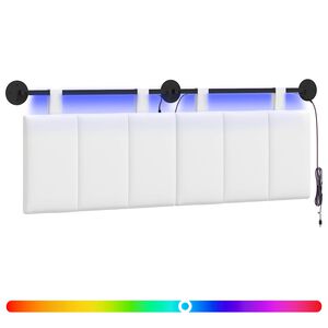 vidaXL Z&aacute;vesn&eacute; čelo postele S LED svetlom Biela L&aacute;tka