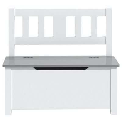 vidaXL Detská úložná lavica biela a šedá 60x30x55 cm MDF