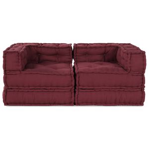 vidaXL Modulov&aacute; pohovka 2 pcs Bordov&aacute; 140 x 70 x 56 cm L&aacute;tka