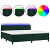 vidaXL Posteľn&yacute; r&aacute;m boxsping matrac a LED tmavozelen&yacute; 200x200 cm zamat