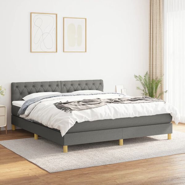 vidaXL Boxspring posteľ s matracom tmavosivá 160x200 cm látka