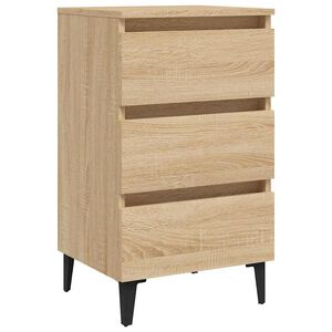 vidaXL Nočn&yacute; stol&iacute;k kovov&eacute; nohy dub sonoma 40x35x69 cm