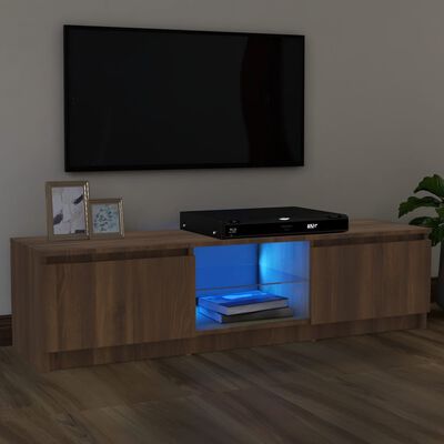 vidaXL TV skrinka s LED, hnedý dub 120x30x35,5 cm