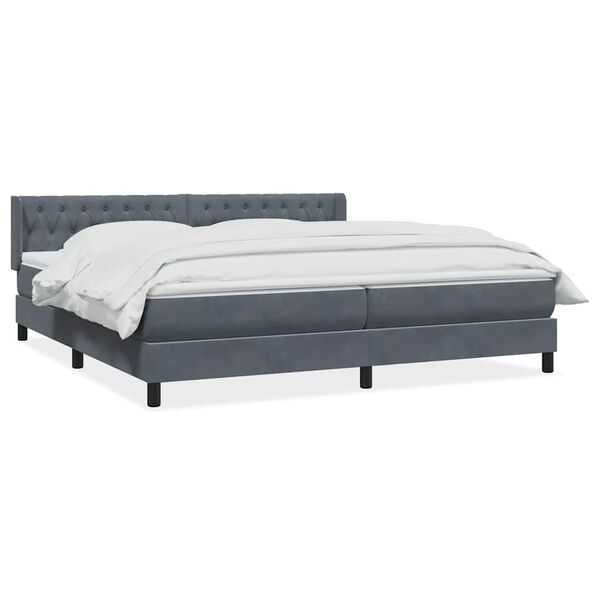 vidaXL Posteľn&yacute; r&aacute;m boxspring s matracom tmavosiv&yacute; 180x210 cm zamat