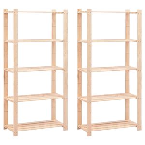 vidaXL Reg&aacute;ly s 5 policami 2 ks 80x38x170 cm borovicov&yacute; mas&iacute;v 250 kg