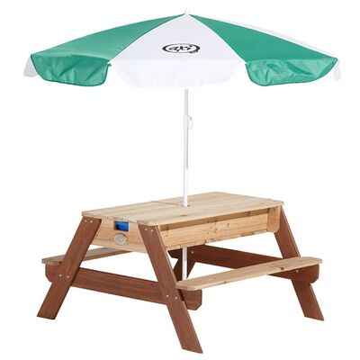 AXI Piknikový stôl Nick s priehradkami na piesok/vodu a slnečníkom