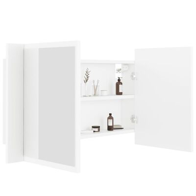 vidaXL LED kúpeľňová zrkadlová skrinka biela 80x12x45 cm akryl