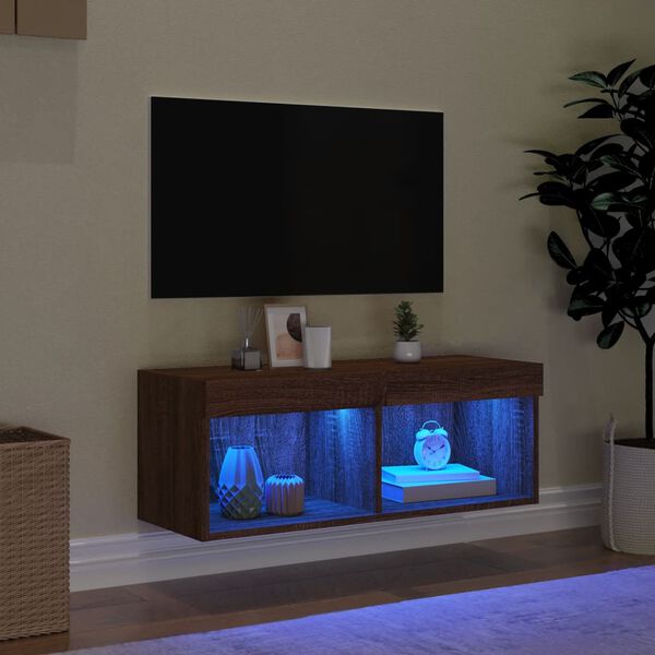 vidaXL TV skrinka s LED svetlami hned&yacute; dub 80x30x30 cm