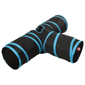 vidaXL Tunel pre mačky 3-cestn&yacute; čierno-modr&yacute; 90 cm polyester
