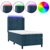 vidaXL Posteľn&yacute; r&aacute;m boxsping matrac a LED tmavomodr&yacute; 80x200 cm zamat