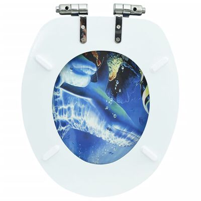 vidaXL WC sedadlo s pomalým sklápaním MDF dizajn delfínov