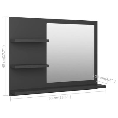 vidaXL Kúpeľňové zrkadlo, sivé 60x10,5x45 cm, kompozitné drevo