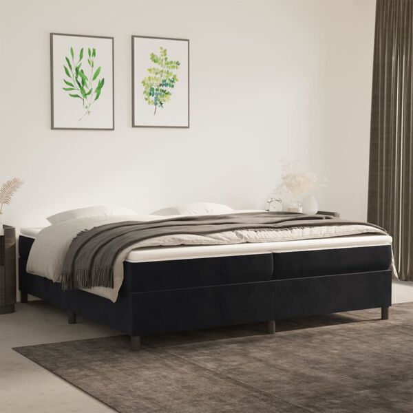 vidaXL Posteľn&yacute; r&aacute;m boxspring s matracom čierny 200x200 cm zamat