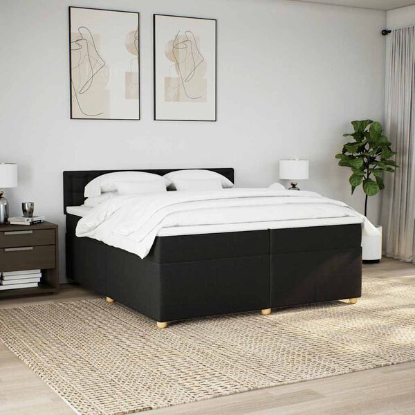 vidaXL Boxspring posteľ s matracom čierna 200x200 cm l&aacute;tka
