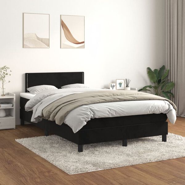vidaXL Boxspring posteľ s matracom čierna 120x190 cm zamat
