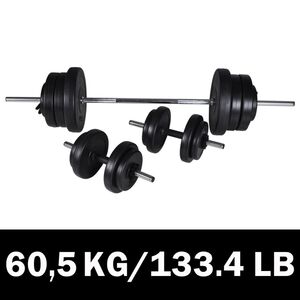 Nakladac&iacute; činkov&yacute; set,obojručn&aacute; činka + 2 x jednoručn&aacute; činka 60,5kg