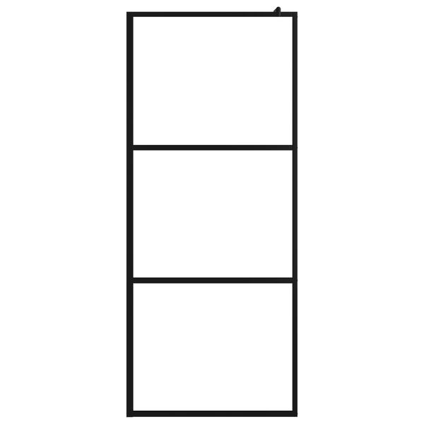 vidaXL Sprchov&aacute; stena s policou čierna 90x195 cm ESG sklo a hlin&iacute;k