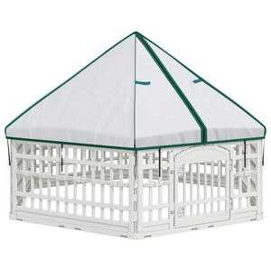 vidaXL 6 panelov&yacute; ps&iacute; v&yacute;beh 177,5 x 154,5 x 112 cm Plast Biela