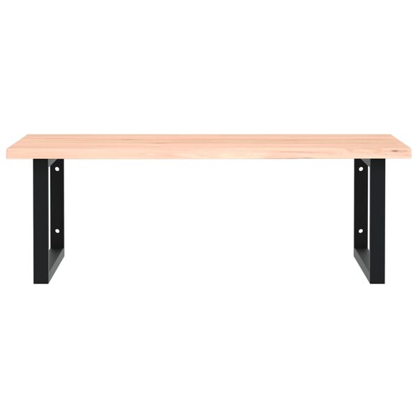 vidaXL Polica pod umývadlo, nástenná, oceľ a dubový masív