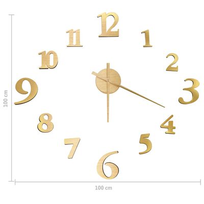 vidaXL 3D nástenné hodiny s moderným dizajnom zlaté 100 cm XXL