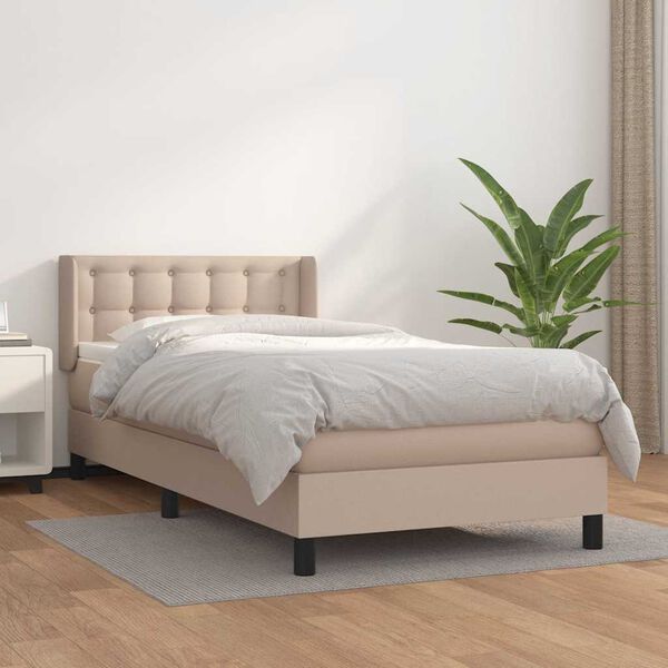 vidaXL Boxspring posteľ s matracom kapučínová 80x200 cm umelá koža