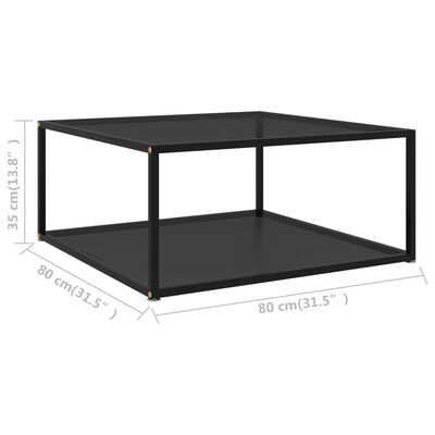 vidaXL Konferenčný stolík, čierny 80x80x35 cm, tvrdené sklo