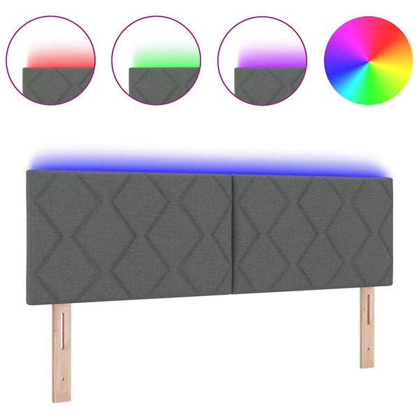 vidaXL Zadné čelo so svetlami LED diódy Nastaviteľná Sivá 144 cm látka