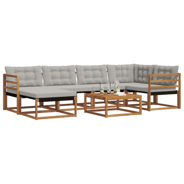 vidaXL Z&aacute;hradn&aacute; s&uacute;prava gaučov s vank&uacute;&scaron;om 7 pcs Pr&iacute;rodn&aacute; a svetlosiv&aacute;