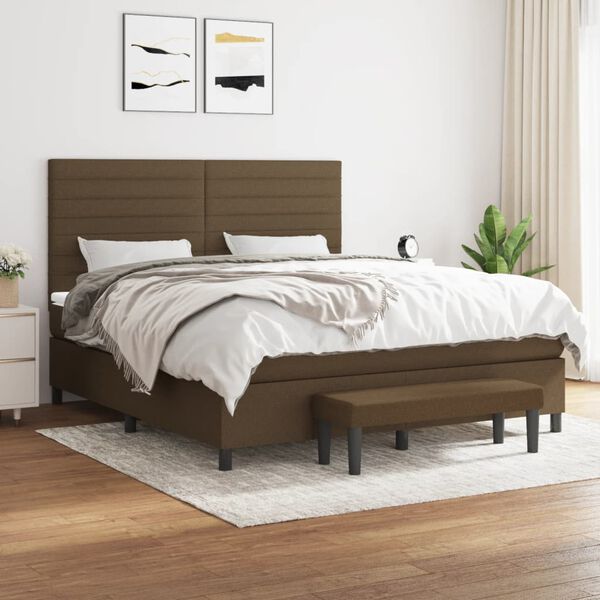 vidaXL Boxspring posteľ s matracom tmavohned&aacute; 160x200 cm l&aacute;tka