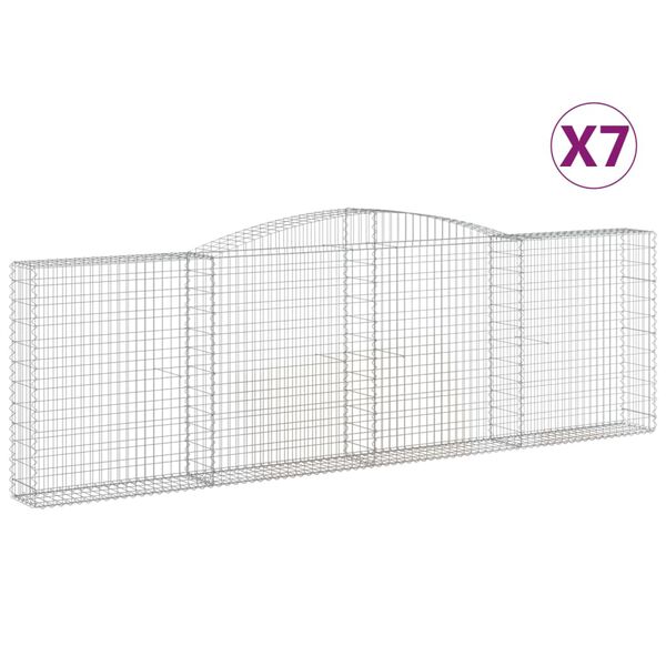 vidaXL Oblúkové gabionové koše 7 ks 400x30x120/140 cm pozink. železo