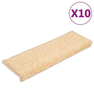 vidaXL Schodov&eacute; rohože 10 ks 65x21x4 cm kr&eacute;mov&eacute; s obdĺžnikov&yacute;m okrajom