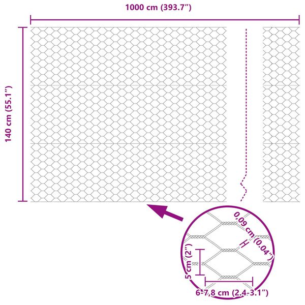vidaXL Hexagon&aacute;lny plot Zelen&aacute; 1.4 x 10 m Oceľ