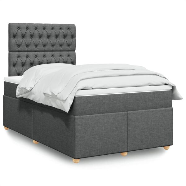 vidaXL Boxspring posteľ s matracom tmavosiv&yacute; 120x200 cm l&aacute;tka