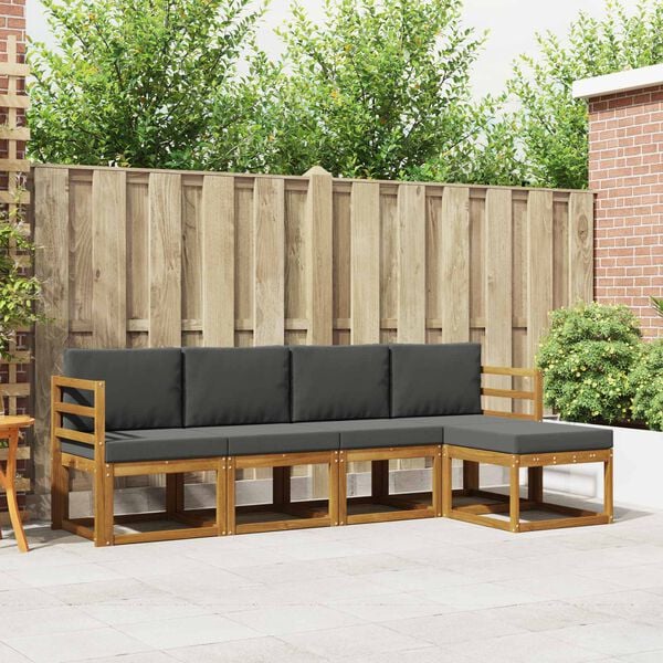 vidaXL Z&aacute;hradn&aacute; s&uacute;prava gaučov s vank&uacute;&scaron;om 5 pcs Pr&iacute;rodn&aacute; a antracitov&aacute;