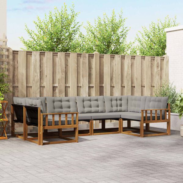 vidaXL Z&aacute;hradn&aacute; s&uacute;prava gaučov s vank&uacute;&scaron;om 6 pcs Pr&iacute;rodn&aacute; a svetlosiv&aacute;