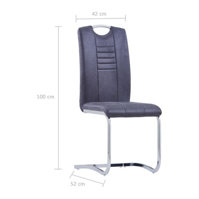 vidaXL Jedálenské stoličky, perová kostra 6 ks, sivé, umelý semiš