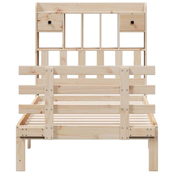 vidaXL Posteľ s knižnicou bez matraca 100x200 cm borovicový masív