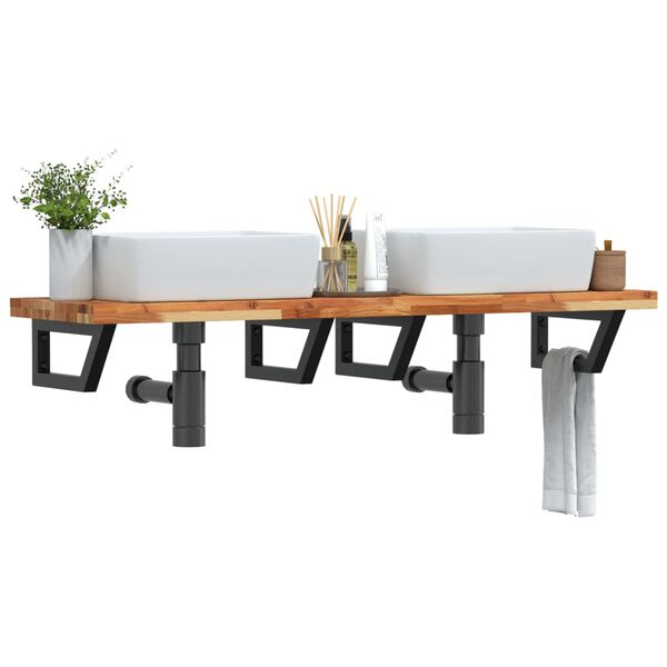 vidaXL Polica pod um&yacute;vadlo n&aacute;stenn&aacute; oceľ a ak&aacute;ciov&yacute; mas&iacute;v