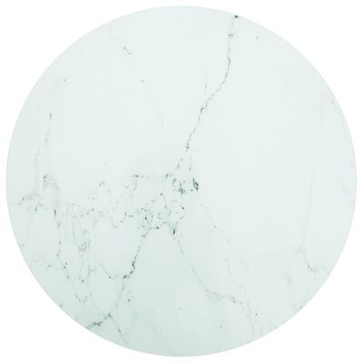vidaXL Stolová doska, biela Ø70x0,8 cm, tvrdené sklo, mramorový dizajn