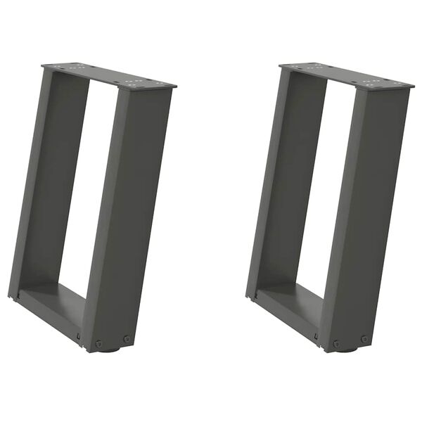 vidaXL Nohy konferenčného stolíka v tvare U, 2 ks, antracitové, 28 x (42-43) cm, oceľ