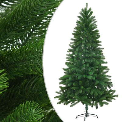vidaXL Osvetlený umelý vianočný stromček s guľami 150 cm, zelený