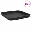 vidaXL &Scaron;tvorcov&yacute; kvetinov&yacute; podnos 24 pcs Čierna 21 x 21 x 2 cm Plast