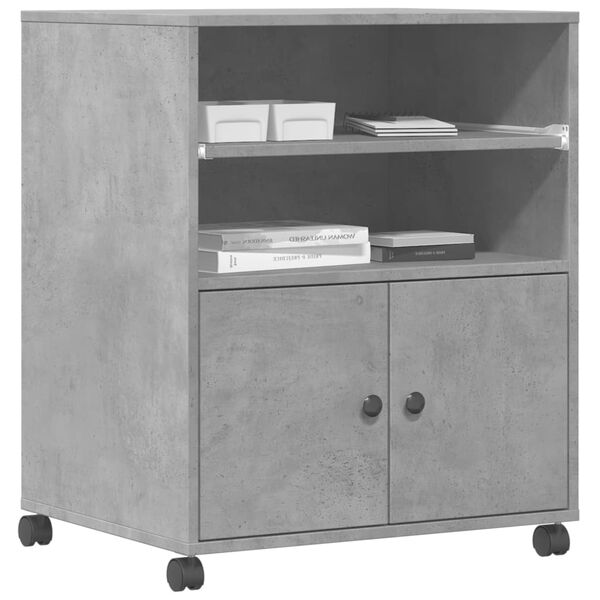 vidaXL Stojan na tlačiareň s kolieskami betónovosivý 60x48x74 cm