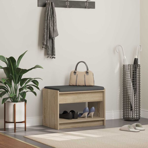 vidaXL Predsieňov&aacute; lavica s vank&uacute;&scaron;om Sonoma dub 63 x 38 x 45 cm