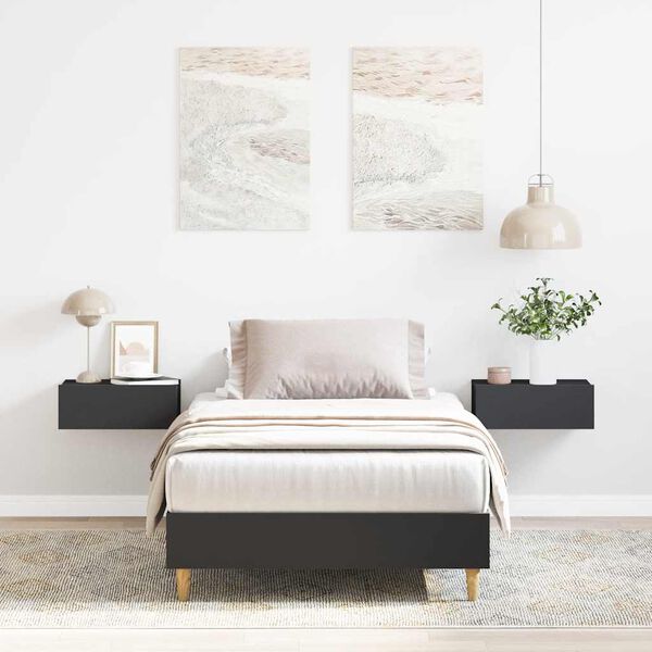 vidaXL Posteľn&yacute; r&aacute;m bez matraca čierny 100x200 cm kompozitn&eacute; drevo