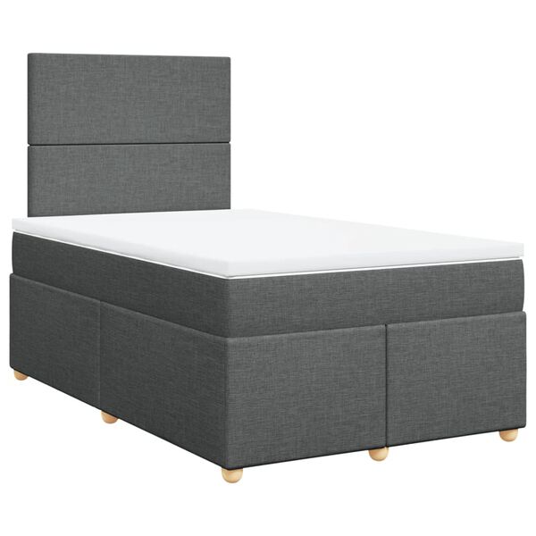 vidaXL Boxspring posteľ s matracom, tmavosiv&aacute; 120x190 cm, l&aacute;tka