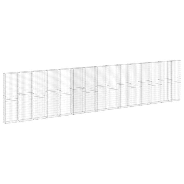 vidaXL Gabiónová stena s krytmi, pozinkovaná oceľ 900x30x200 cm