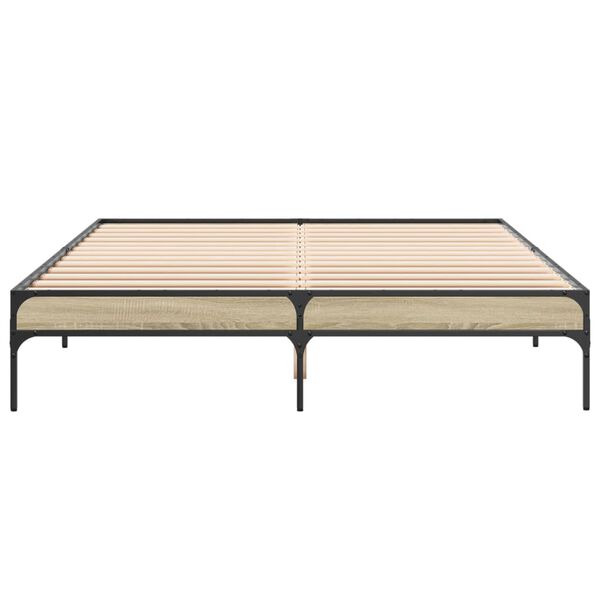 vidaXL Posteľn&yacute; r&aacute;m dub sonoma 150x200 cm kompozitn&eacute; drevo a kov