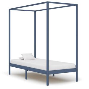 vidaXL Posteľn&yacute; r&aacute;m so strie&scaron;kou siv&yacute; 90x200 cm borovicov&yacute; mas&iacute;v