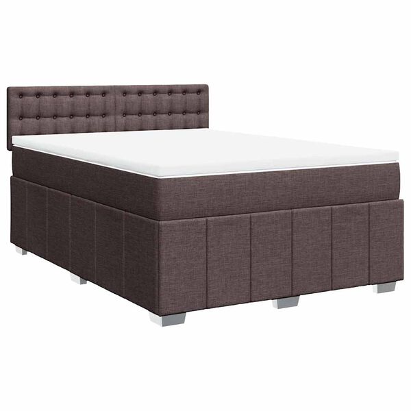 vidaXL Boxspring posteľ s matracom tmavohned&aacute; 140x190 cm l&aacute;tka